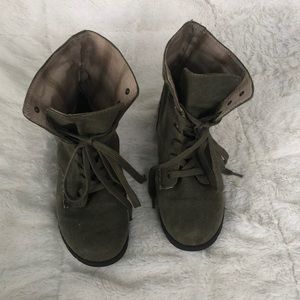 Olive green combat boots